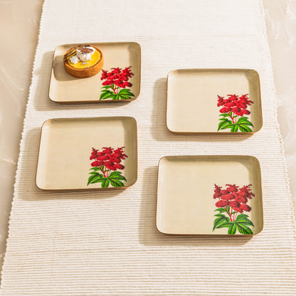 Set of 4 Nature’s Delight Gold Quarter Snack Plate