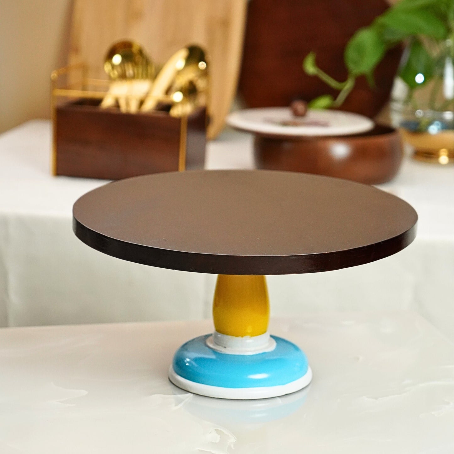 Pedestal Acacia Wooden Cake Stand